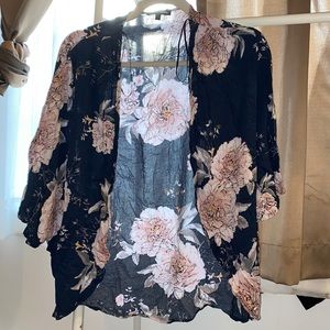 FN - Navy blue with Florals cardigan / Kimono